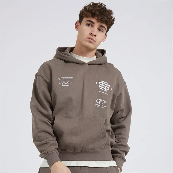 Buy Fiftyfive Mens Verlus Logo Hoodie Walnut