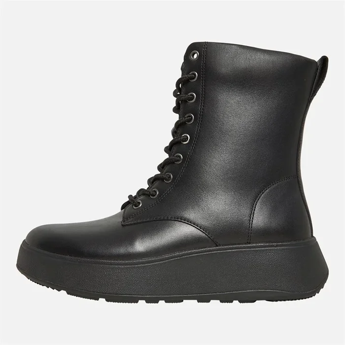 Buy FitFlop Womens F-Mode Leather Lace-Up Flatform Ankle Boots All Black
