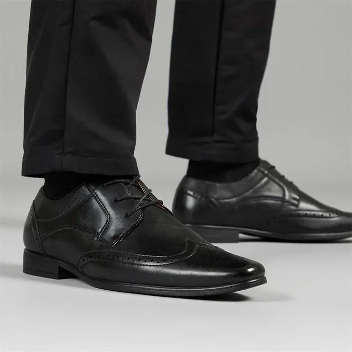 Buy Fluid Mens Kingston Wingtip Brogue Shoes Black