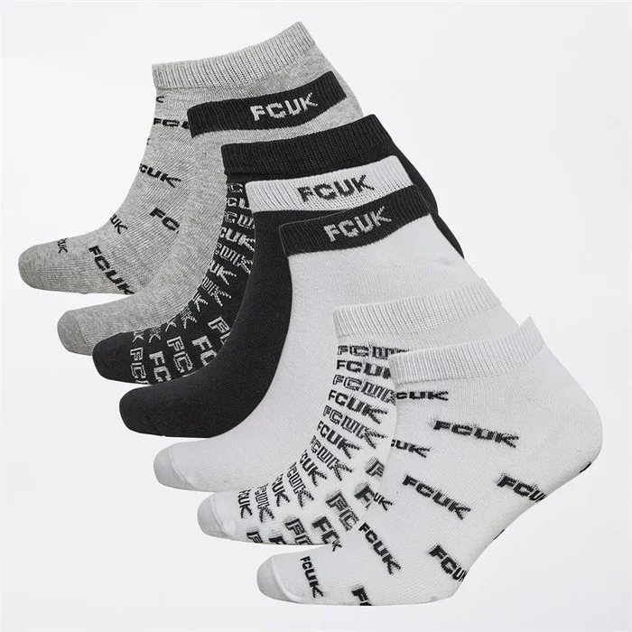 Buy French Connection Mens FC Seven Pack Trainer Socks Multi 2