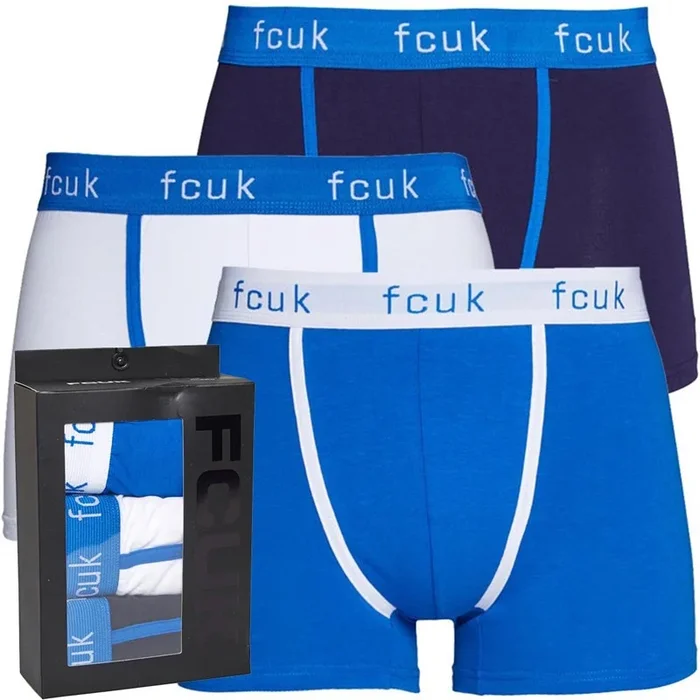 Buy French Connection Mens FCUK Three Pack Boxers FCUK 7 Marine/White/Prince