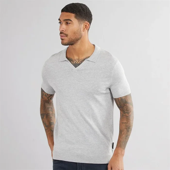 Buy French Connection Mens Short Sleeve Trophy Polo Light Grey Mel