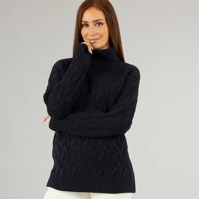 Buy French Connection Womens Cable Roll Jumper Dark Navy