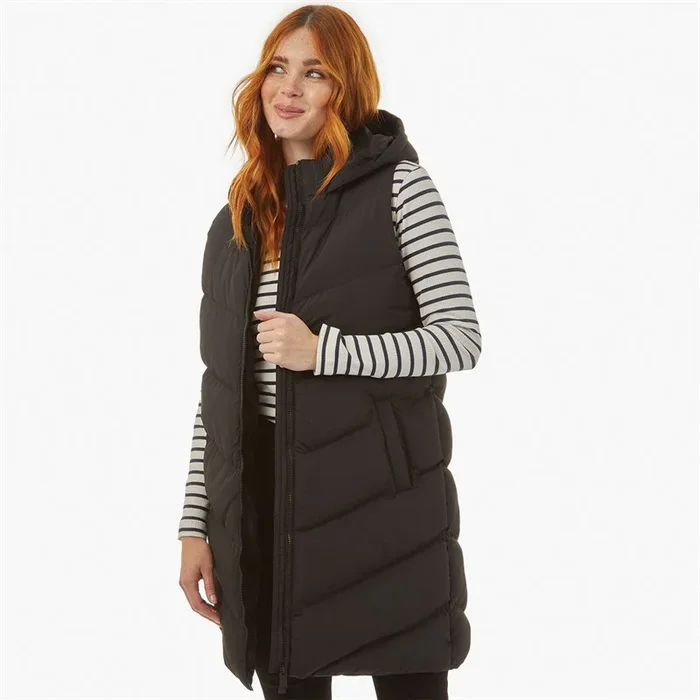 Buy French Connection Womens Long Chevron Hooded Gilet Black