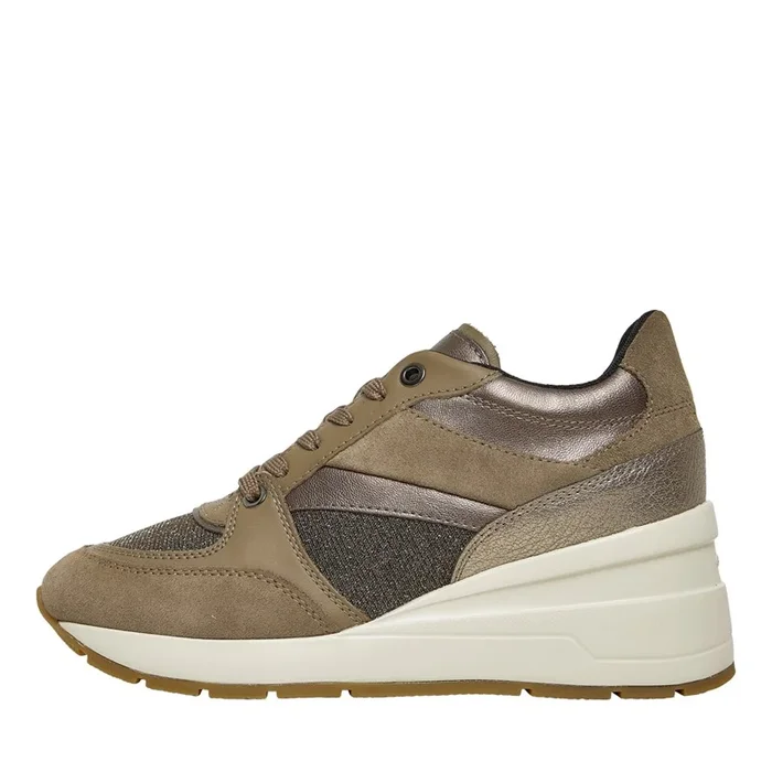 Buy GEOX Womens Zosma Wedge Trainers Taupe
