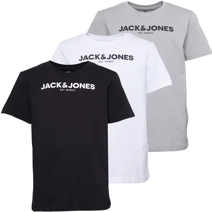 Buy JACK & JONES Boys Harry Three Pack T-Shirts White/Black/Alloy