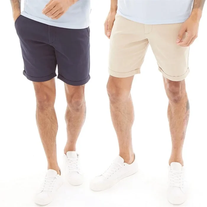 Buy JACK & JONES Mens Dave Two Pack Chino Shorts Navy Blazer/Oxford Tan