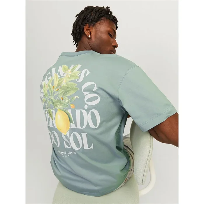 Buy JACK & JONES Mens Mykonos Back T-Shirt Gray Mist