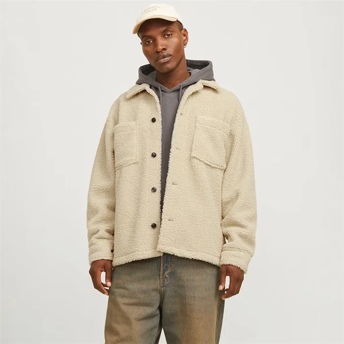 Buy JACK & JONES Mens Newton Teddy Overshirt Moonbeam