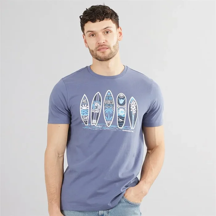 Buy Kangaroo Poo Mens T-Shirt Vintage Indigo