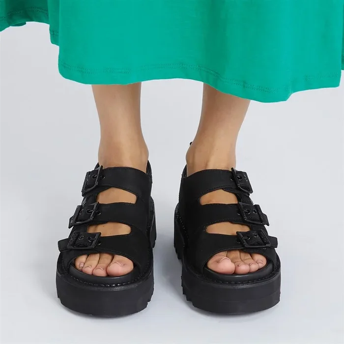 Buy Kickers Womens Knox Lo Buckle Platform Sandals Black