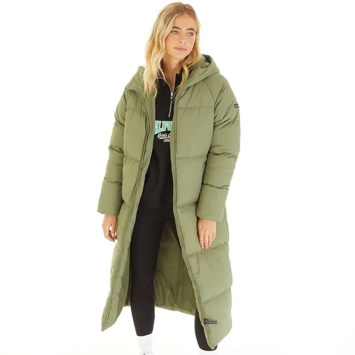 Buy L’amore Couture Womens Fields Maxi Hooded Puffer Sage