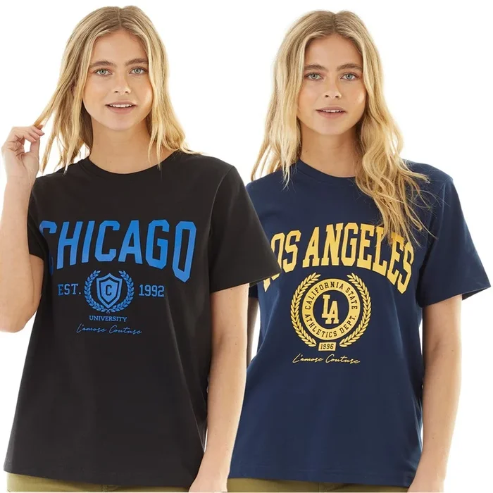 Buy L’amore Couture Womens State/Chicago Two Pack T-Shirts Navy/Black