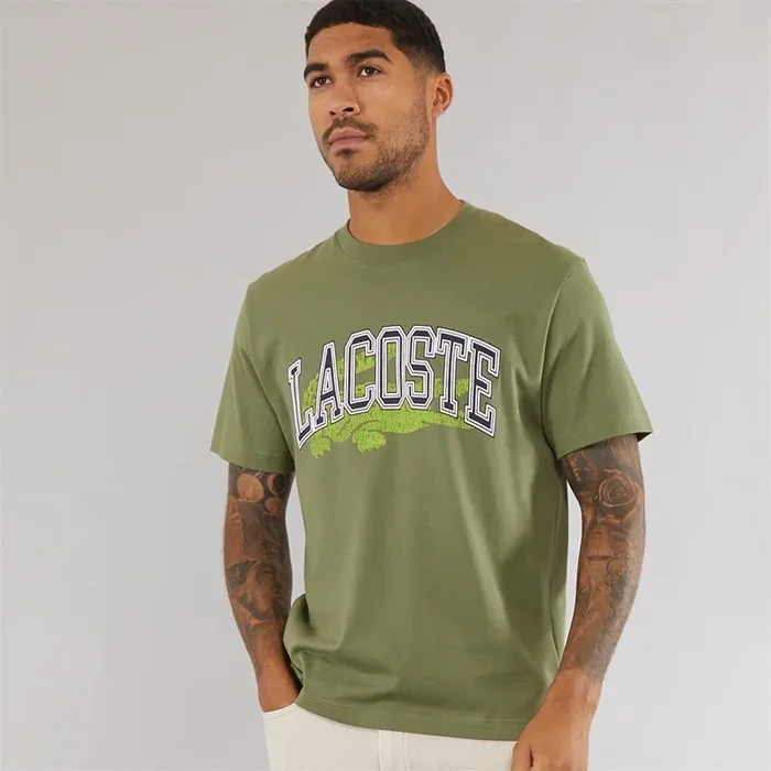 Buy Lacoste Mens Cotton Signature T-Shirt Khaki