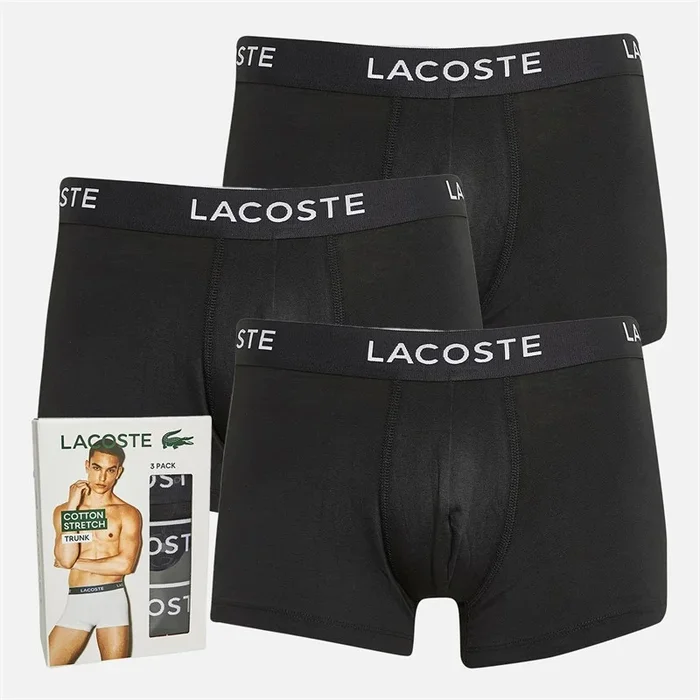 Buy Lacoste Mens Three Pack Trunks Boxers Black
