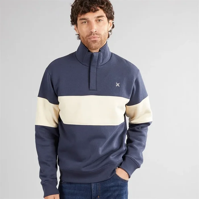 Buy Lagooners Mens Atlas Funnel Neck Sweatshirt Navy/Ecru