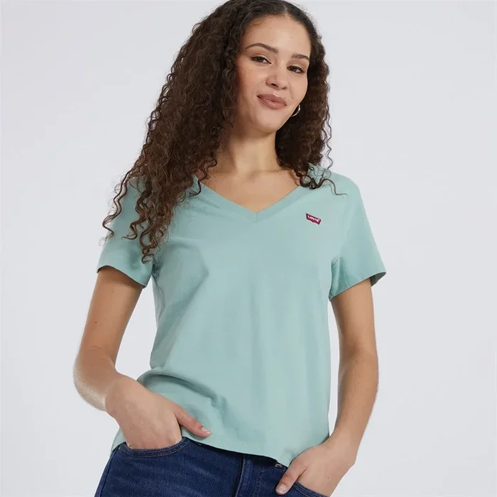 Buy Levi’s Womens Perfect V Neck T-Shirt Blue Surf