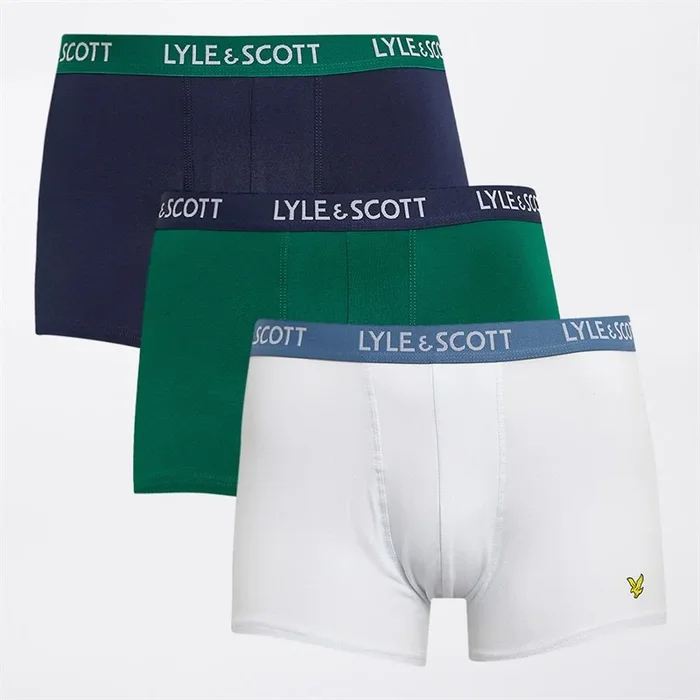 Buy Lyle And Scott Vintage Mens Barclay Three Pack Trunks Peacoat/Evergreen/Bright White