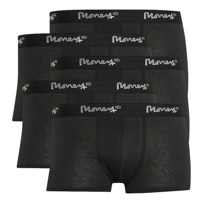 Buy Money Boys Silver Money Sig Five Pack Trunks Black