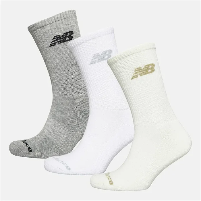 Buy New Balance Flying Logo Three Pack Crew Socks White/Grey Heather/Sea Salt