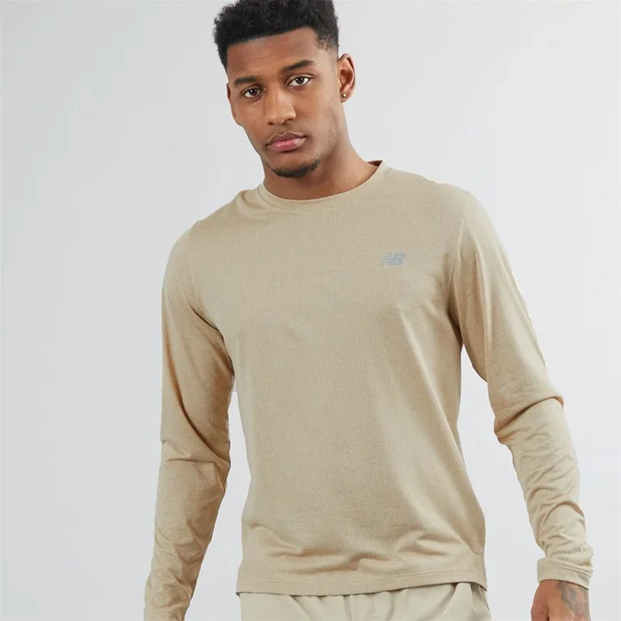 Buy New Balance Mens Athletics NBIce x Long Sleeve Running Top Stoneware Heather
