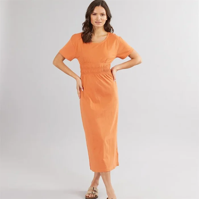 Buy Onfire Womens Smocked Waist Midi Dress Burnt Orange
