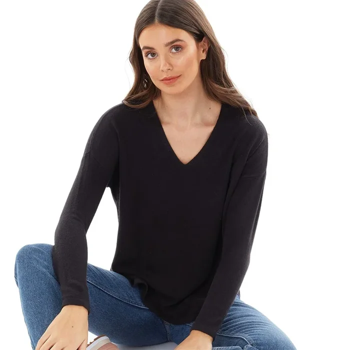 Buy Only Womens Amalia V-Neck Knitted Jumper Black