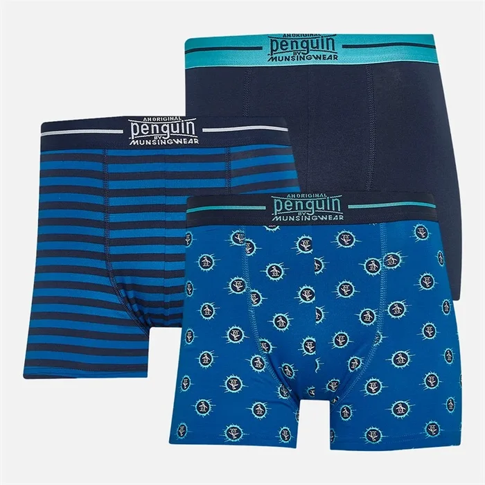 Buy Original Penguin Mens Splat AOP Three Pack Trunks Snorkle Blue/Navy
