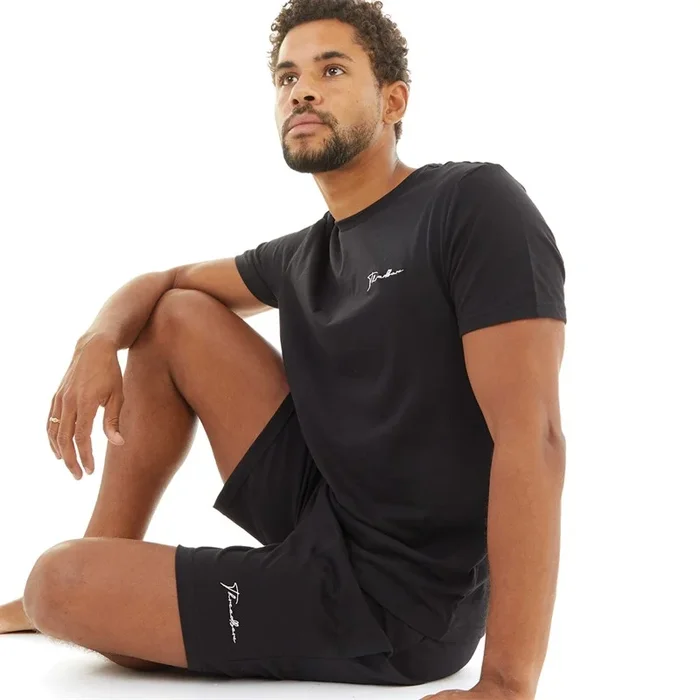 Buy THREADBARE Mens Wells T-Shirt And Shorts Pyjama Set Black