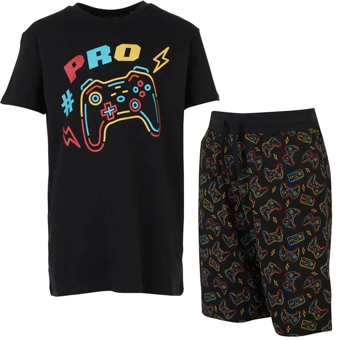 Buy Threadboys Boys Shortie Pyjama Set Black