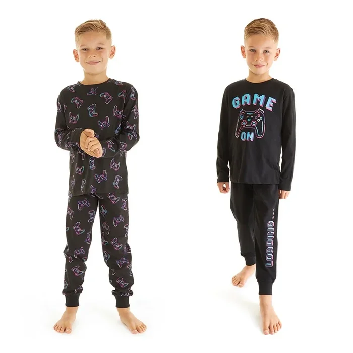 Buy Threadboys Boys Two Pack Gaming Pyjama Sets Black