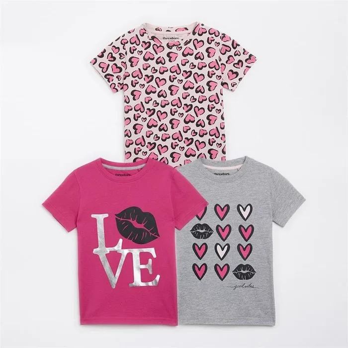 Buy Threadgirls Girls Three Pack Love T-Shirts Multi
