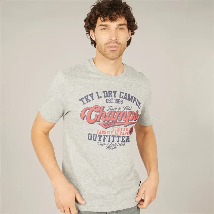 Buy Tokyo Laundry Mens Barkway T-Shirt Mid Grey Marl