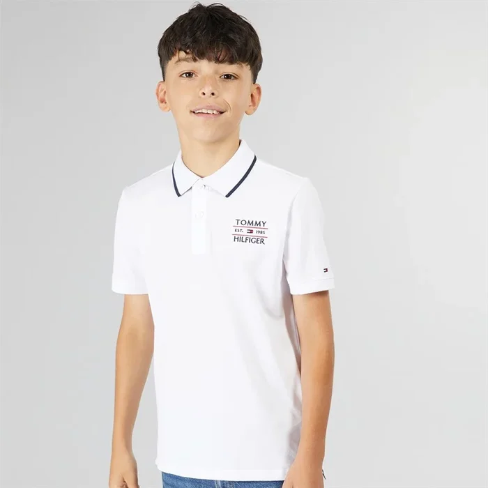 Buy Tommy Hilfiger Boys Flag Polo White