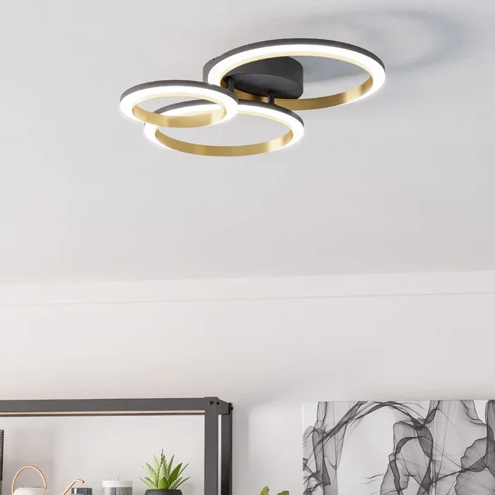 Calliera Black & Brass Steel LED Circle Modern Ceiling Light