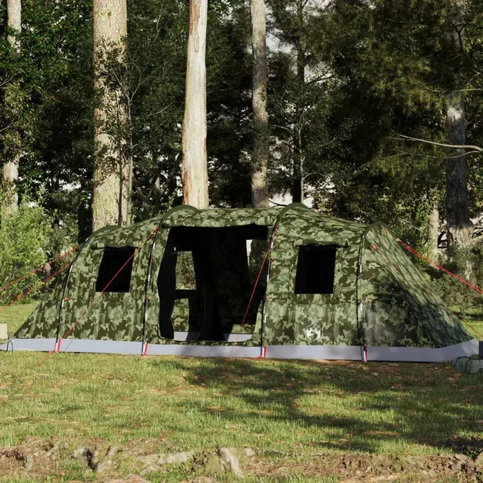 Camouflage 6-Person 2-Room Tunnel Tent | Waterproof with E-Port VIDAXL