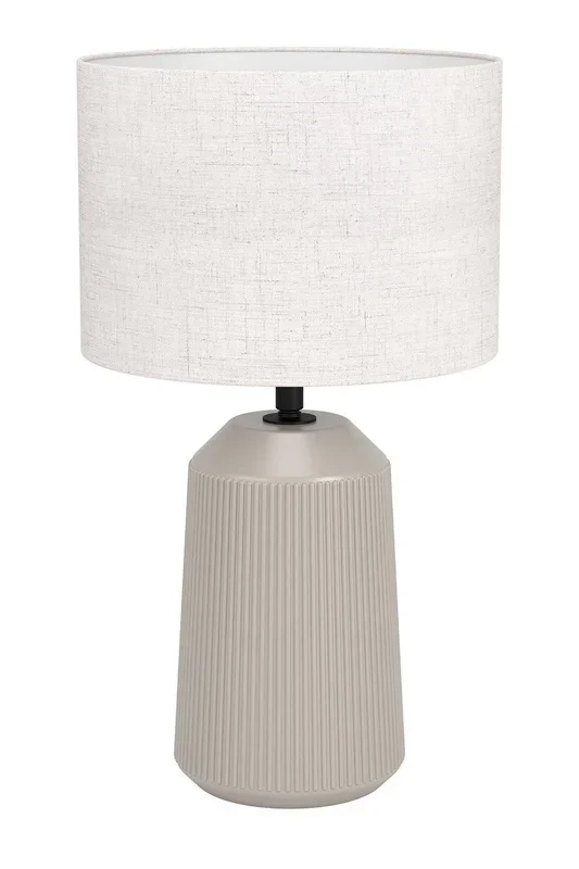 Capalbio Sandy Ceramic and White Fabric Ribbed Table Lamp