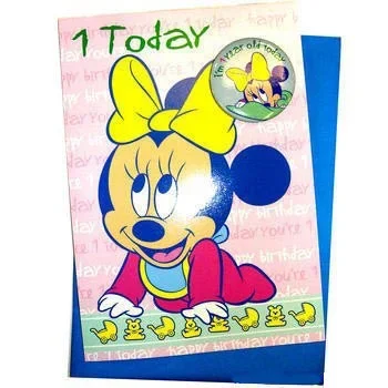 Card And Envelope Minnie Mouse 1 Today With Badge