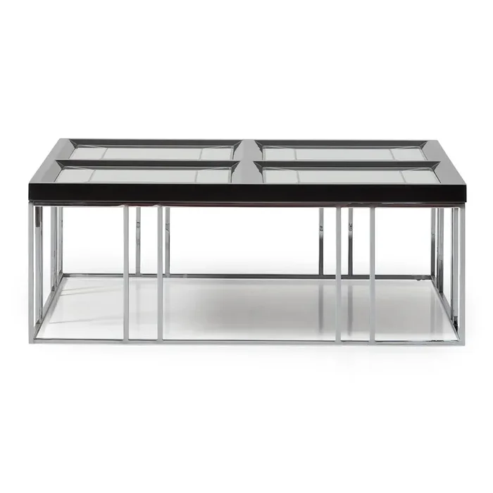 Carmela Cocktail Table – Glossy Charcoal Sand