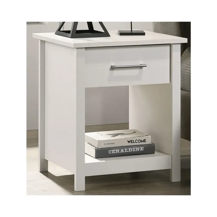 Celeste 20″W White 1-Drawer Nightstand Bedside Table