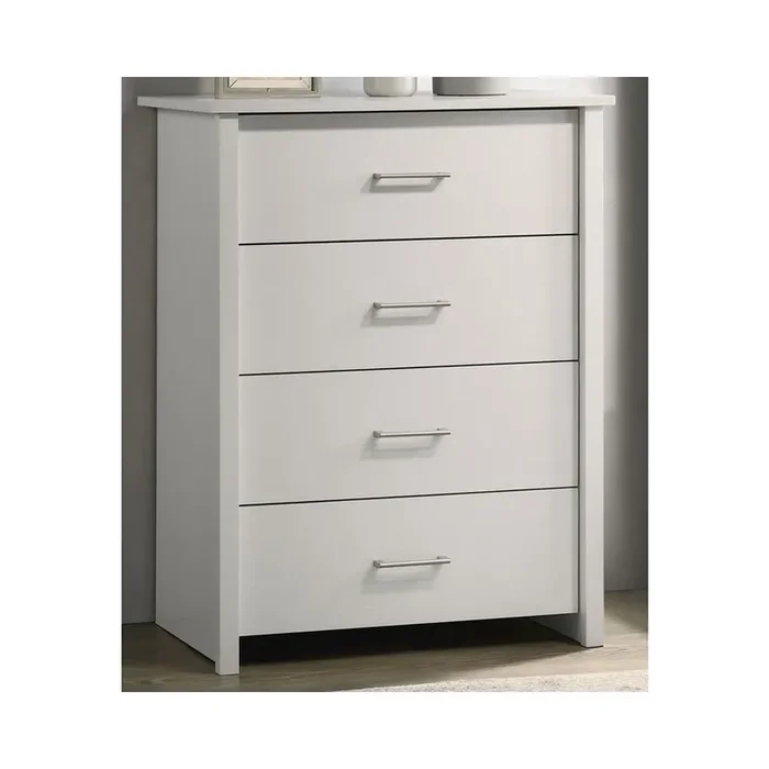 Celeste 32″W White 4-Drawer Chest with Silver Handles