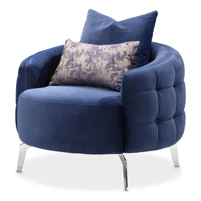 Celine Accent Chair – Indigo/Silver