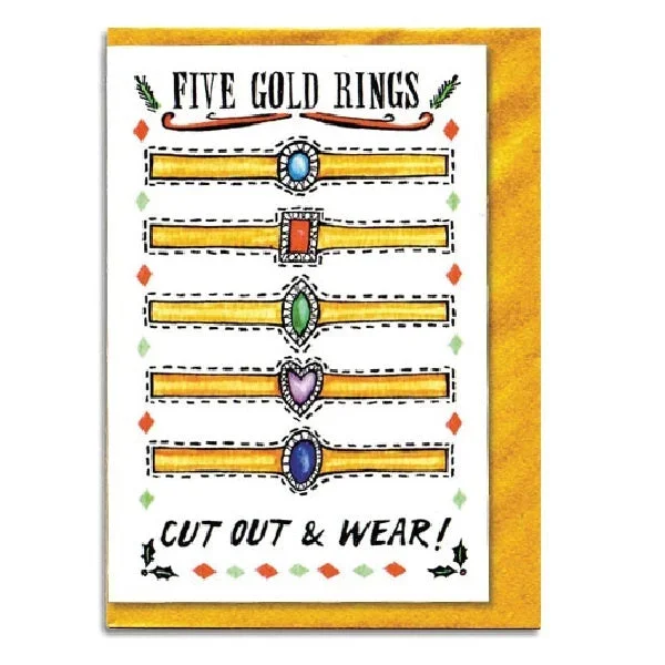 Christmas Cut Out Card Five Gold Rings