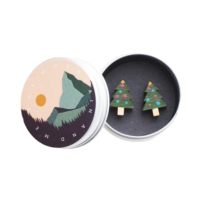Christmas Tree Bamboo Stud Earrings