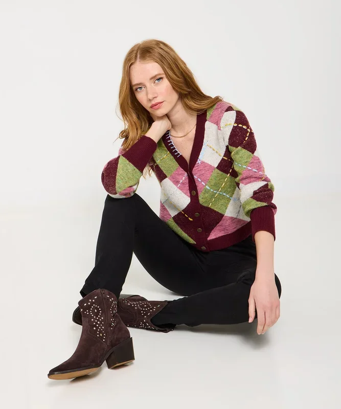 Classic Argyle Pattern Cardigan