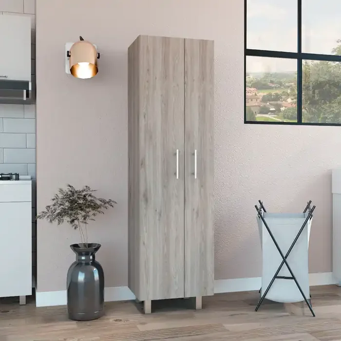 Closet Pantry Copenhague, Five Shelves, Light Gray / White Finish