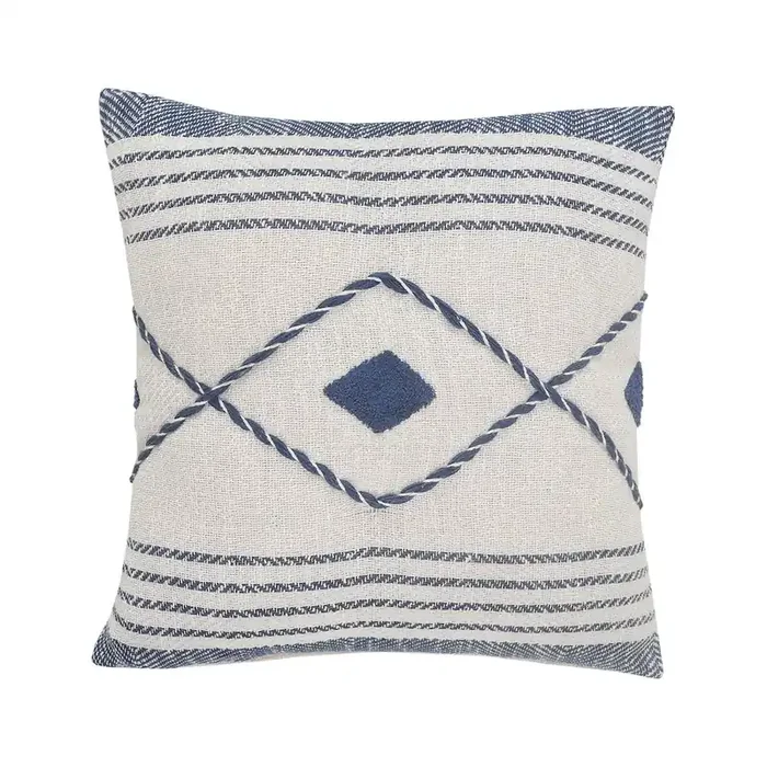 Coastal Edge Geometric Diamond Throw Pillow