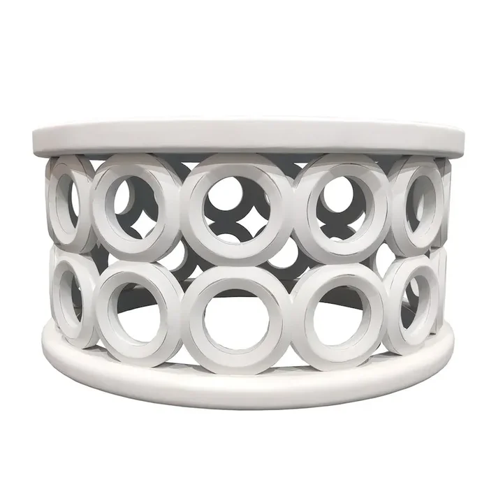 Collins Coffee Table Painted White Finish in White, 36″ Diameter x 18″ H