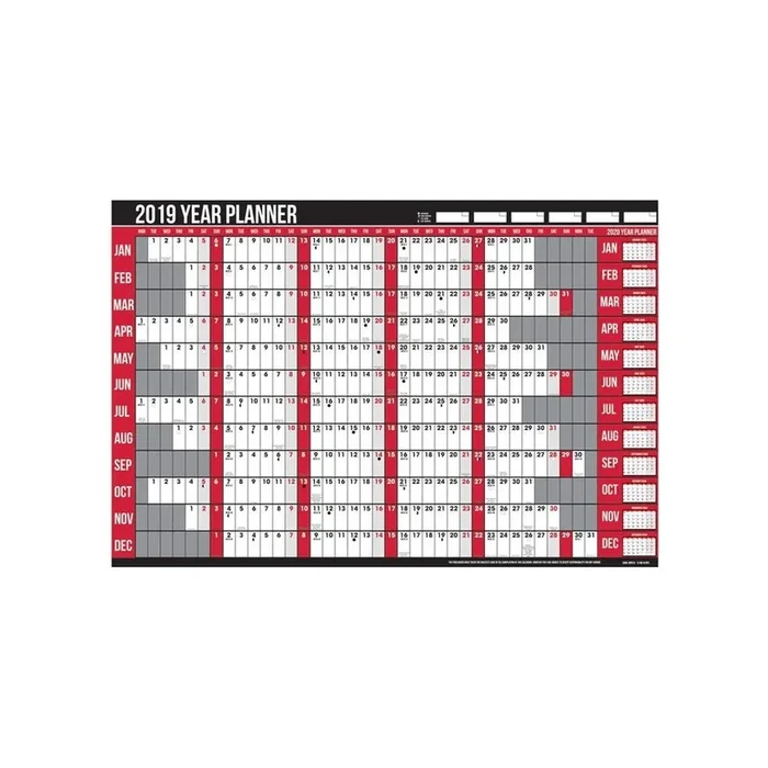 Commercial Wall Planner Calendar 2019