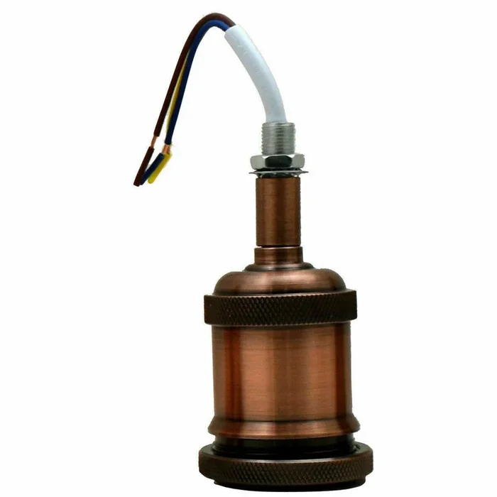 Copper Industrial Lamp Light Bulb Holder Antique Retro Edison ES E27 Fitting UK~1376
